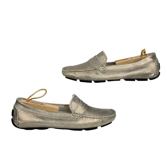 MERCANTI FIORENTINI Men's Leather Metallic Crackle Driving Loafer MOC 8.5 Penny - Picture 3 of 10